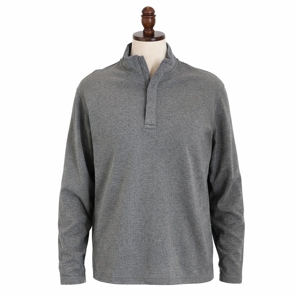 Hart Schaffner Marx Grey Cotton Micro Chevron1/4 Zip Pullover Sweater Large